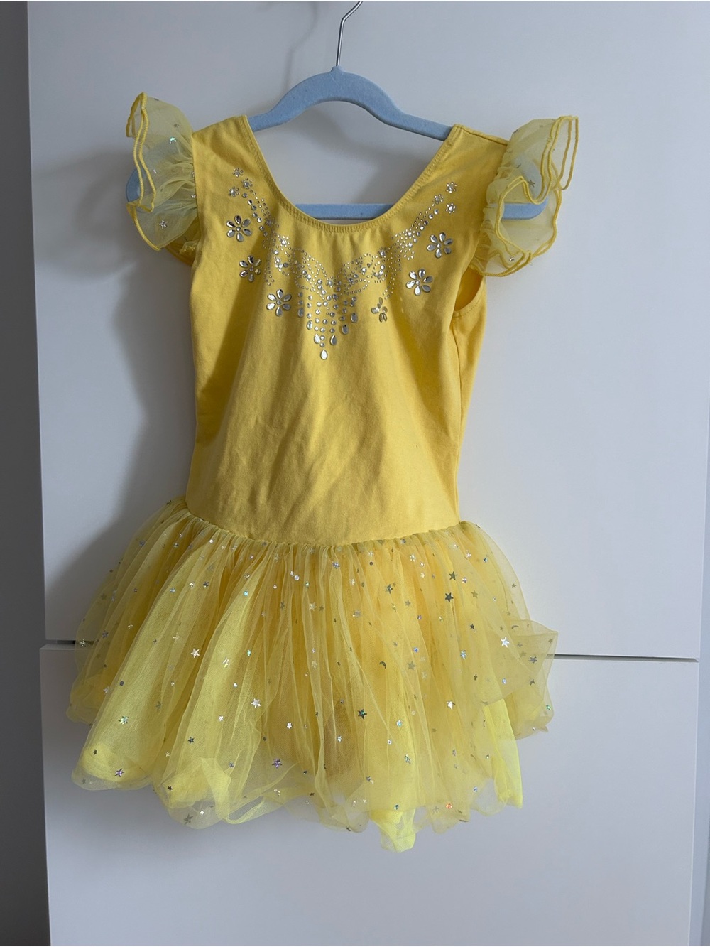 Yellow Sparkle Tutu Dress - Kids Dance Costume - Size 150 (US 10/12)